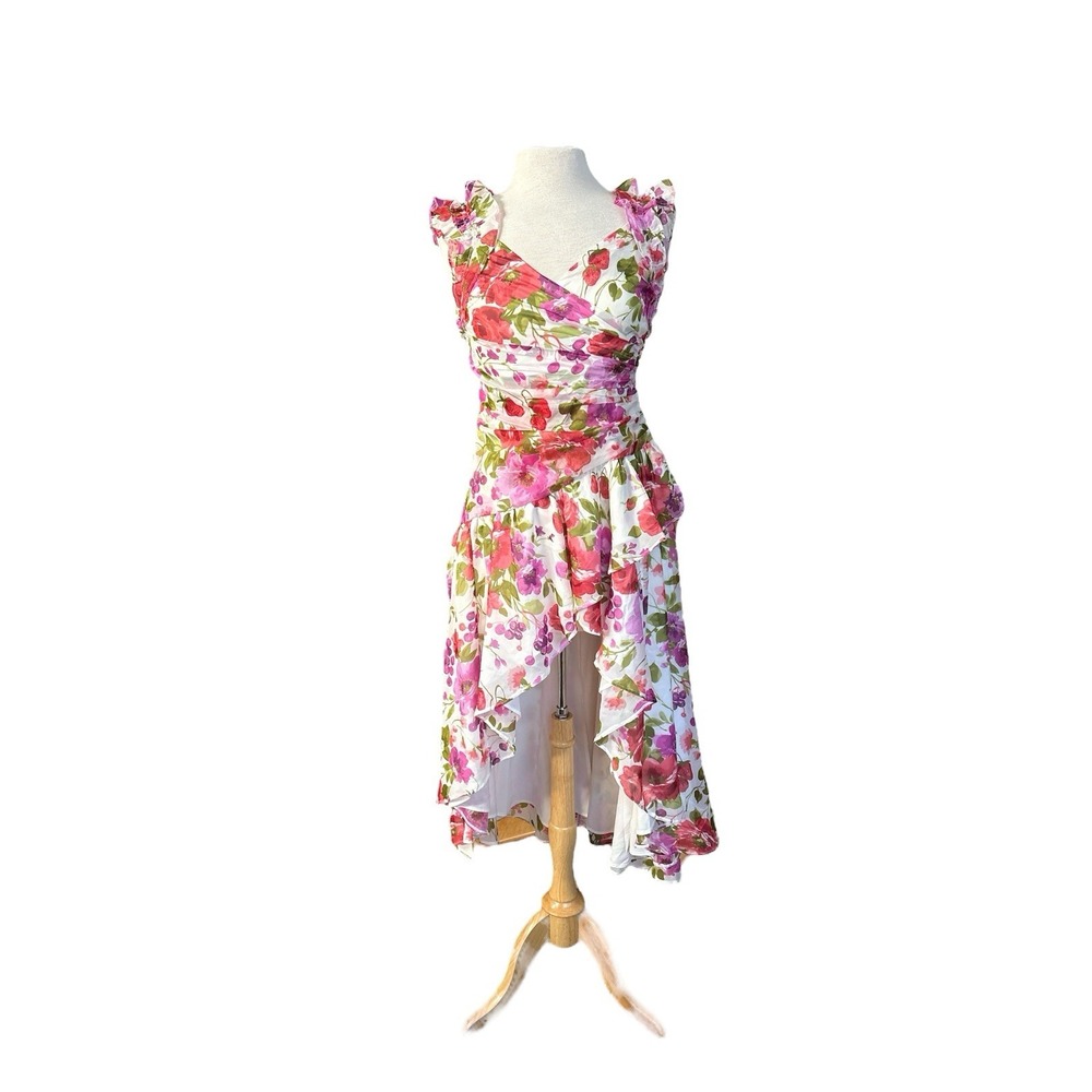 NWT Abercrombie And Fitch S Petite Floral Ruffle High‎ Low Dress Wedding Guest
